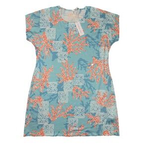 Whimsy Rose T-Shirt Dress XL Blue Orange Beach Woman New With Tags